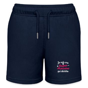 Je suis une Super Marraine qui Dechire - Short de jogging enfant bio Stanley/Stella - bleu marine - Devant
