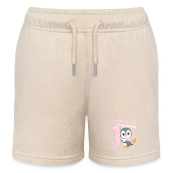 1er anniversaire d’enfant, 1 an, pingouin kawaii - Short de jogging enfant bio Stanley/Stella - écru doux - Devant
