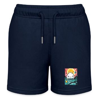 Cute creature hiding in nature - Kids Organic Sweat Shorts by Stanley/Stella - navy - Front