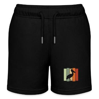 Pelican Retro Birdwatching Bird Watcher - Kids Organic Sweat Shorts by Stanley/Stella - navy - Front