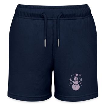 Bonhomme de neige Silhouette Minimaliste - Short de jogging enfant bio Stanley/Stella - bleu marine - Devant