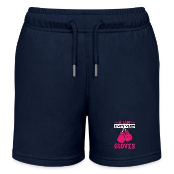 Eine Dame trägt immer Handschuhe - Kinder Organic Joggingshorts Mini Bolter von Stanley/Stella - Navy - Vorne