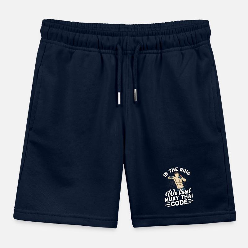 In the Ring we trust Muay Thai Code Kids Organic Sweat Shorts by Stanley/Stella