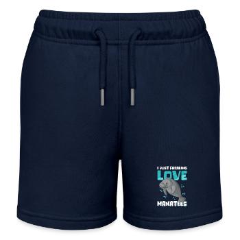 Manatee Manatee Manatee Manatee Gift - Kids Organic Sweat Shorts by Stanley/Stella - navy - Front