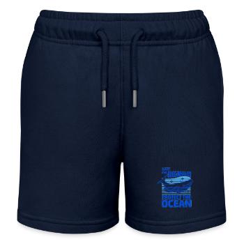 Save the Blue Whales protège l’océan - Short de jogging enfant bio Stanley/Stella - bleu marine - Devant