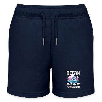 L’océan est mon terrain de jeu - Short de jogging enfant bio Stanley/Stella - bleu marine - Devant