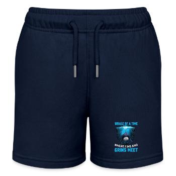 Baleine d’un temps où nageoires et sourires se rencontrent - Short de jogging enfant bio Stanley/Stella - bleu marine - Devant