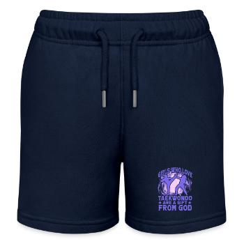 Girls who love taekwondo are a gift from God - Kids Organic Sweat Shorts by Stanley/Stella - navy - Front