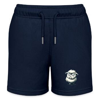 Ein genervtes Cartoon-Schaf - Kinder Organic Joggingshorts Mini Bolter von Stanley/Stella - Navy - Vorne