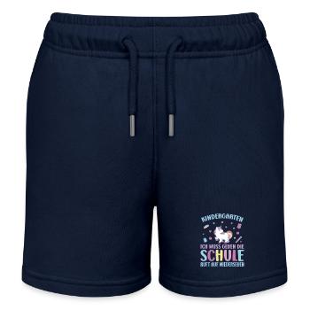 Bye Kindergarten Einhorn Kita Abgänger Mädchen - Kinder Organic Joggingshorts Mini Bolter von Stanley/Stella - Navy - Vorne