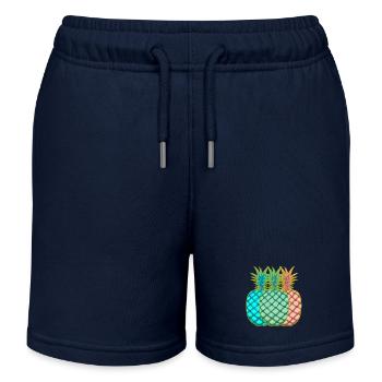 Ananas Vintage Obst Früchte - Kinder Organic Joggingshorts Mini Bolter von Stanley/Stella - Navy - Vorne