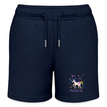 Süßes Einhorn magisch Einhörner Regenbogen Mädchen - Kinder Organic Joggingshorts Mini Bolter von Stanley/Stella - Navy - Vorne