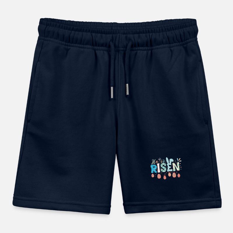 He Is Risen Easter Celebration Theme Kids Organic Sweat Shorts by Stanley/Stella