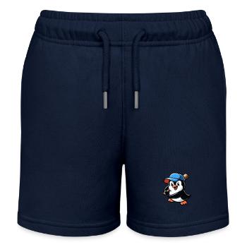 Pinguin Baseballspieler Action - Kinder Organic Joggingshorts Mini Bolter von Stanley/Stella - Navy - Vorne