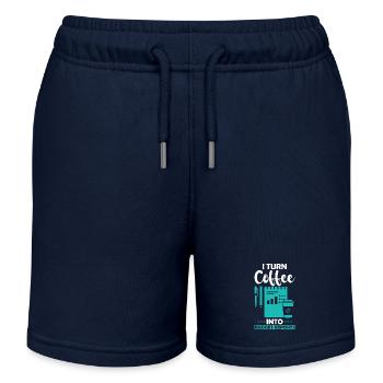 Turning Coffee into Budget Reports - Kids Organic Sweat Shorts by Stanley/Stella - navy - Front
