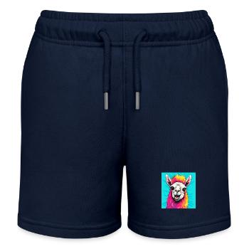 L’alpaga dans le Pop Art - Short de jogging enfant bio Stanley/Stella - bleu marine - Devant