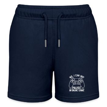No I Can Not Pause An Online Game Funny Video Game - Kids Organic Sweat Shorts by Stanley/Stella - navy - Front