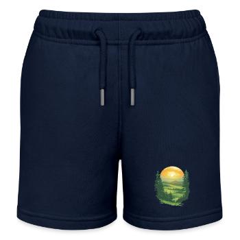 Sunrise in the green forest - Kids Organic Sweat Shorts by Stanley/Stella - navy - Front
