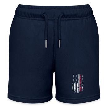Lustiger Yapper Humor Amerika amerikanische Flagge - Kinder Organic Joggingshorts Mini Bolter von Stanley/Stella - Navy - Vorne