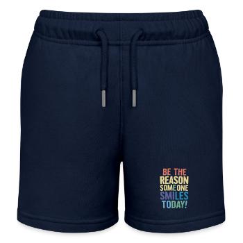 Sei Der Grund Für Ein Lächeln Heute - Kinder Organic Joggingshorts Mini Bolter von Stanley/Stella - Navy - Vorne