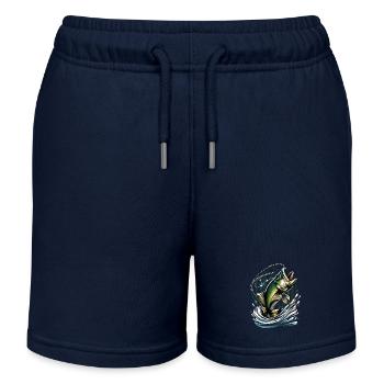 Bass Fish - Kids Organic Sweat Shorts by Stanley/Stella - navy - Front