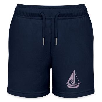Sommer Segeln Faultier Silhouette Cool - Kinder Organic Joggingshorts Mini Bolter von Stanley/Stella - Navy - Vorne
