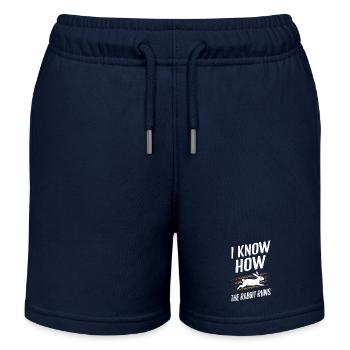 Je sais comment le lapin dirige le Denglisch Spric allemand - Short de jogging enfant bio Stanley/Stella - bleu marine - Devant