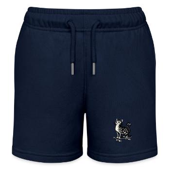 Bengalkatze Skateboarder im klassischen - Kinder Organic Joggingshorts Mini Bolter von Stanley/Stella - Navy - Vorne