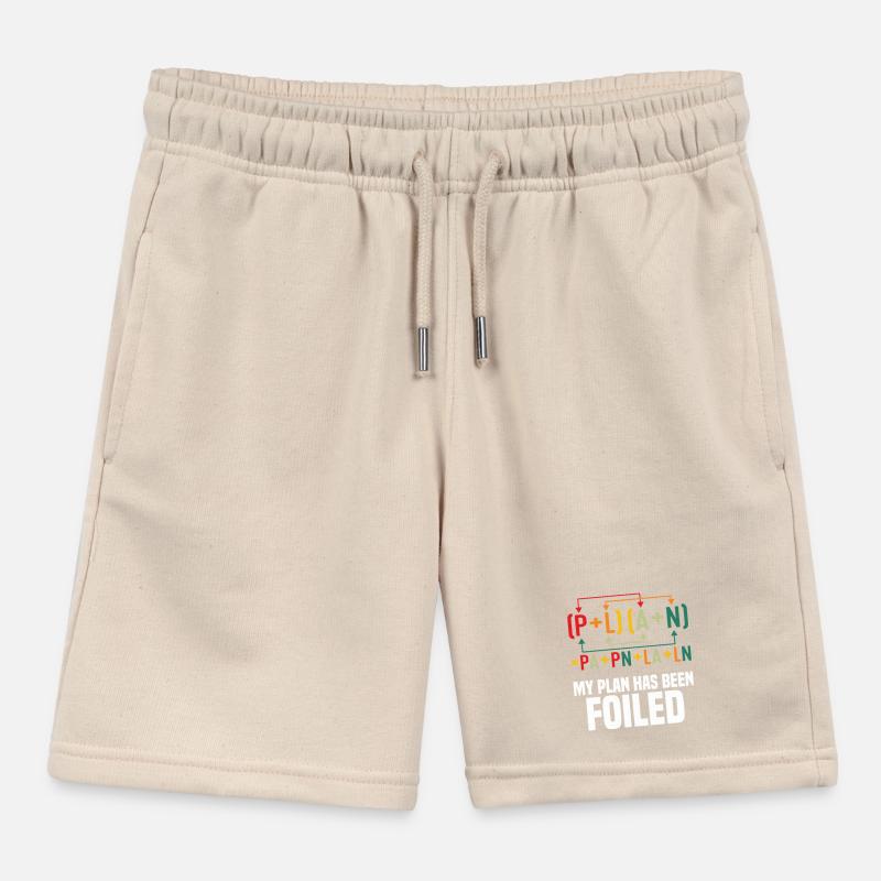 My Plan has been foiled Funny Math Teacher Pun Sci Kids Organic Sweat Shorts by Stanley/Stella