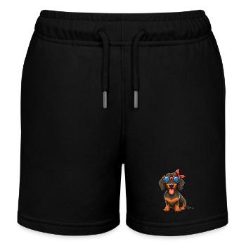 Teckel cool avec lunettes de soleil et nœud de cheveux - Short de jogging enfant bio Stanley/Stella - bleu marine - Devant