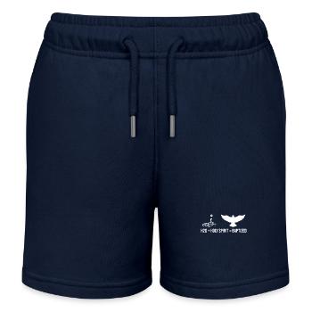 Wasser + Heiliger Geist = Getauft - Kinder Organic Joggingshorts Mini Bolter von Stanley/Stella - Navy - Vorne