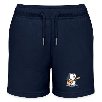 Music: Acoustic Guitar Player Penguin - Kids Organic Sweat Shorts by Stanley/Stella - navy - Front