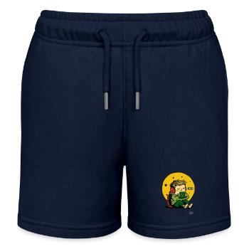 Sleep Tired Gamer Boy avec tablette et oreiller - Short de jogging enfant bio Stanley/Stella - bleu marine - Devant