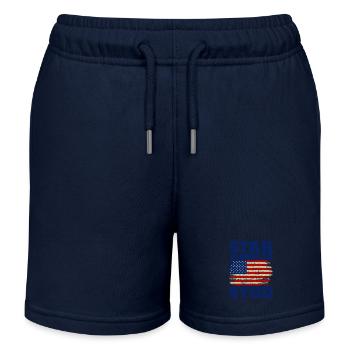 Star Spangled Stud Signe de paix Drapeau des États-Unis - Short de jogging enfant bio Stanley/Stella - bleu marine - Devant