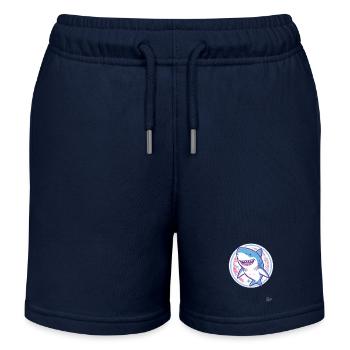 freundlicher lustiger Hai - Kinder Organic Joggingshorts Mini Bolter von Stanley/Stella - Navy - Vorne