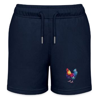 Rooster Rainbow – Colorful Blaze - Kids Organic Sweat Shorts by Stanley/Stella - navy - Front