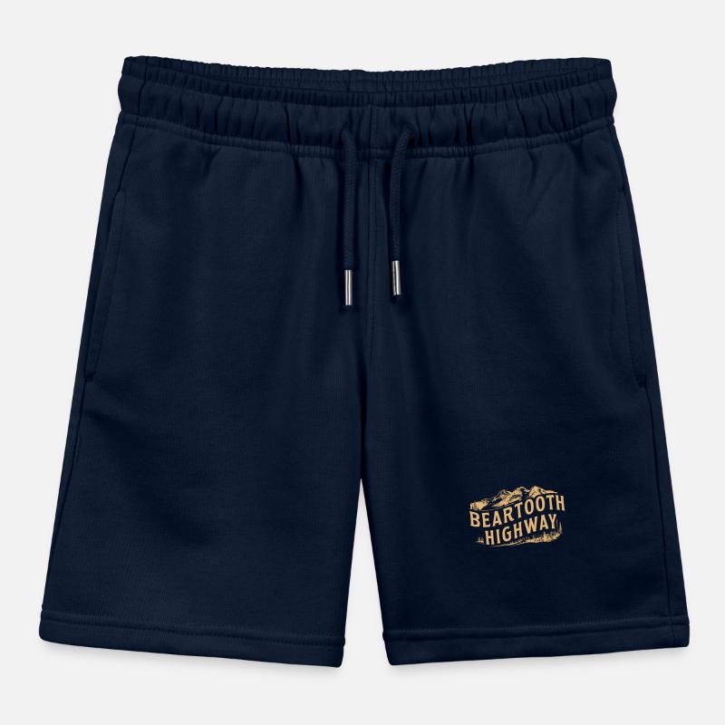 Beartooth Highway Adventure Mountains Kids Organic Sweat Shorts by Stanley/Stella