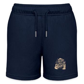 Heart Full Country Music Cowboy Guitar - Kids Organic Sweat Shorts by Stanley/Stella - navy - Front