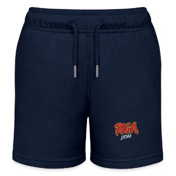 Riga Lettland Souvenir - Kinder Organic Joggingshorts Mini Bolter von Stanley/Stella - Navy - Vorne
