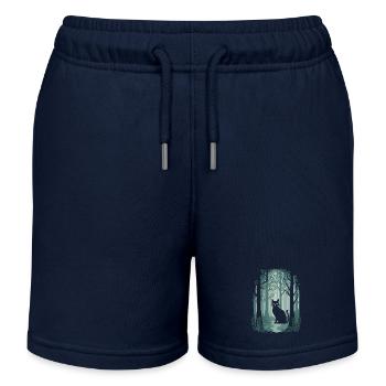 Cottagecore Magische Waldkatze im Märchenwald - Kinder Organic Joggingshorts Mini Bolter von Stanley/Stella - Navy - Vorne