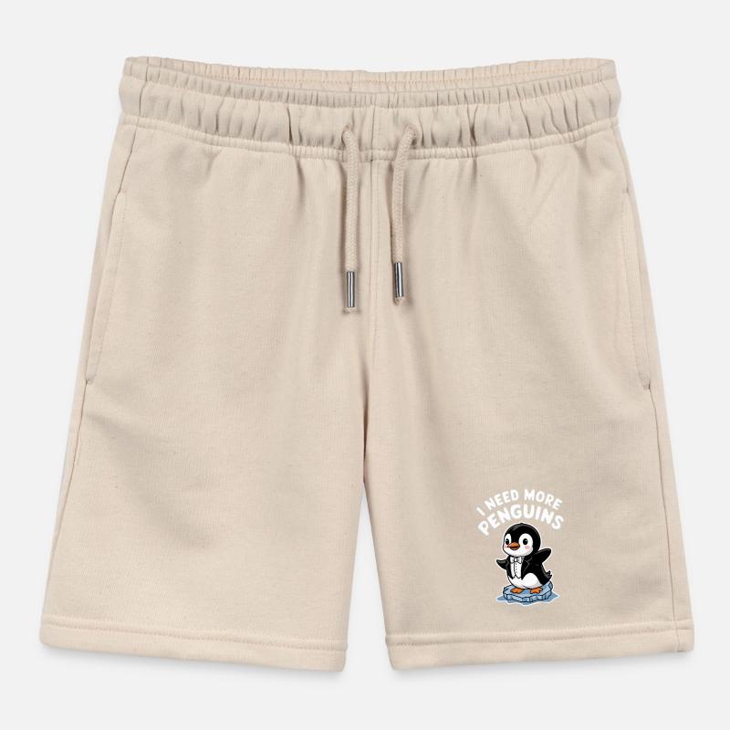 I need more penguins funny penguin Kids Organic Sweat Shorts by Stanley/Stella