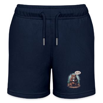 Bear coffee for morning grouches - Kids Organic Sweat Shorts by Stanley/Stella - navy - Front