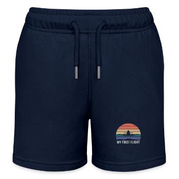 Mon premier vol en avion rétro - Short de jogging enfant bio Stanley/Stella - bleu marine - Devant