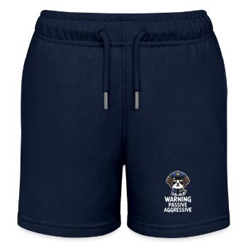 Warning Passive Aggressive Dog Motif - Kids Organic Sweat Shorts by Stanley/Stella - navy - Front