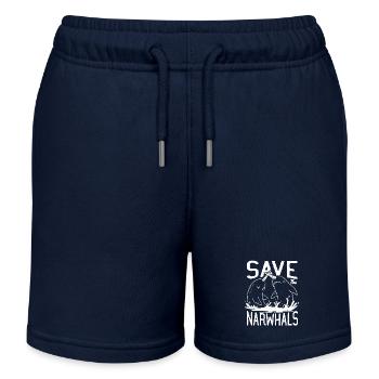 Narwal Narwalfische retten die Narwale - Kinder Organic Joggingshorts Mini Bolter von Stanley/Stella - Navy - Vorne