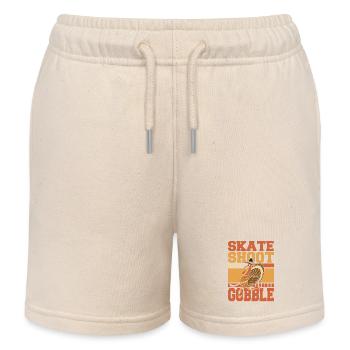 Turkey Hockey Jersey for Thanksgiving - Kids Organic Sweat Shorts by Stanley/Stella - soft Ecru - Front