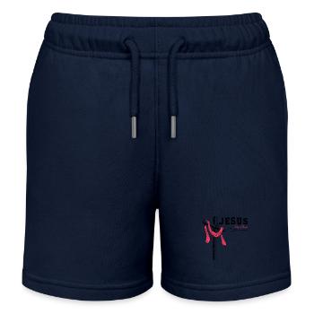 Jésus - Roi des rois, 1 Croix 3 Clous 4 Donnés - Short de jogging enfant bio Stanley/Stella - bleu marine - Devant