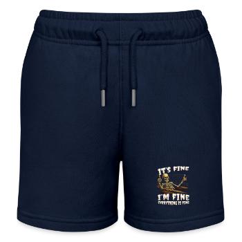 It's Fine I'm Fine Everything Is Fine - Funny - Kids Organic Sweat Shorts by Stanley/Stella - navy - Front