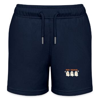 Pan-Tasmas Ghosts with Coffee and Flower - Kids Organic Sweat Shorts by Stanley/Stella - navy - Front