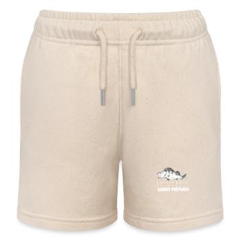 Always Ready Fishing Fish Motif for Anglers and Anglers - Kids Organic Sweat Shorts by Stanley/Stella - soft Ecru - Front